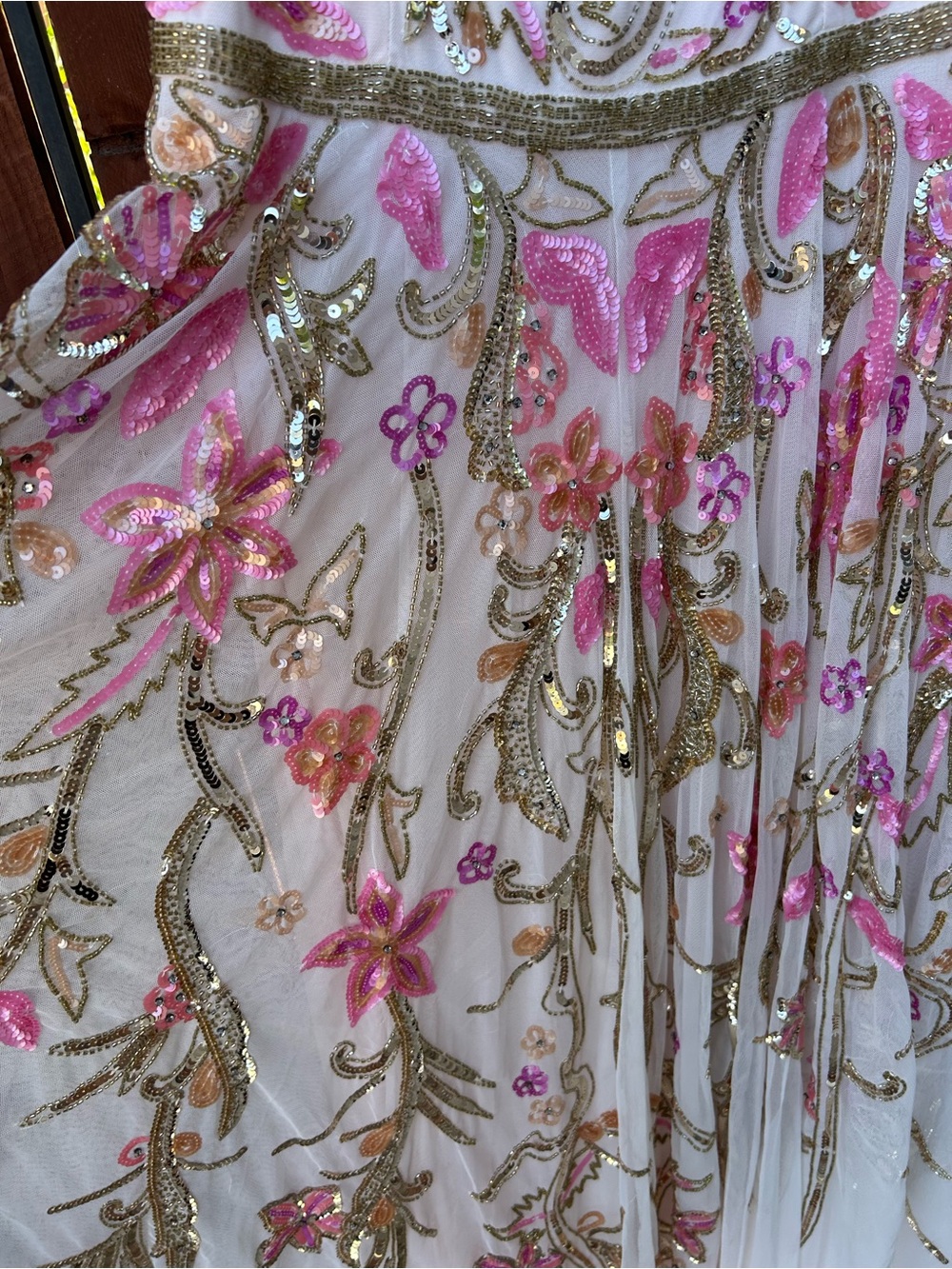 Mac Duggal 5671 V-Neck Floral Embellished Spaghetti Strap Gown NWT 10 - Picture 6 of 10